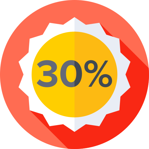 30 percent Flat Circular Flat icon