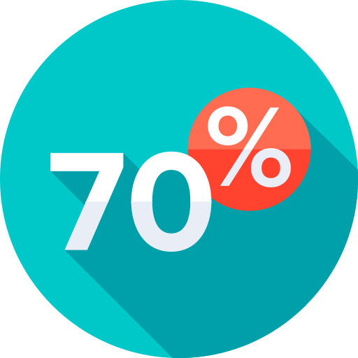 70 percent Flat Circular Flat icon
