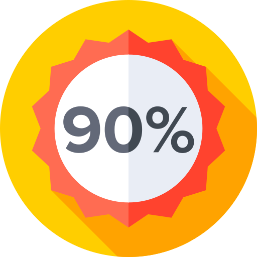 90 percent Flat Circular Flat icon