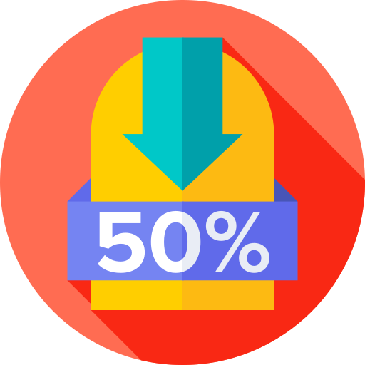50 por ciento Flat Circular Flat icono