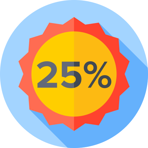 25 por ciento Flat Circular Flat icono
