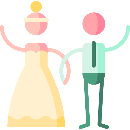 mariage Puppet Characters Flat Icône