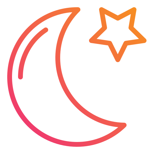 księżyc i gwiazdy Mangsaabguru Lineal Gradient ikona