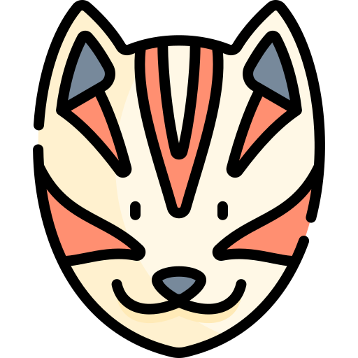 kitsune Kawaii Lineal color icono