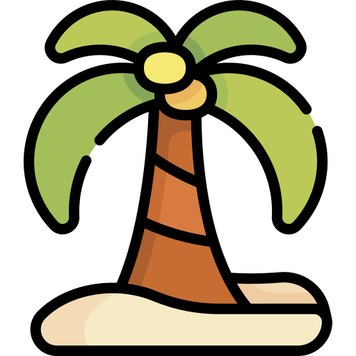 palmboom Kawaii Lineal color icoon