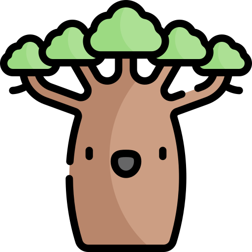 baobab Kawaii Lineal color ikona