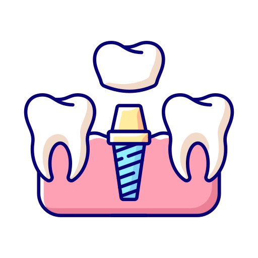 Зубной имплантат Generic Thin Outline Color иконка