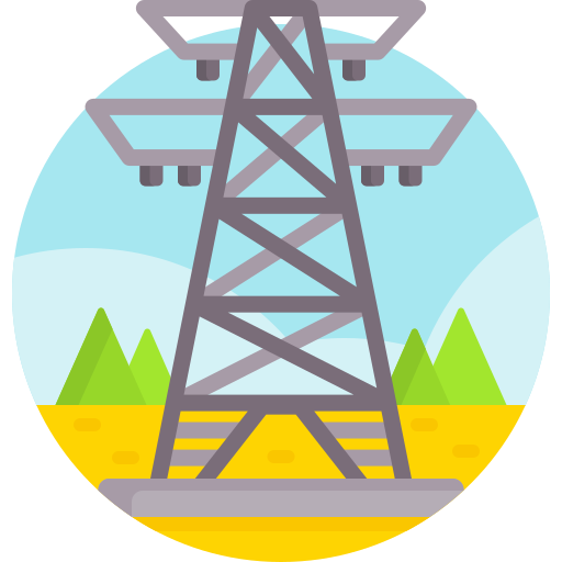 torre eléctrica Detailed Flat Circular Flat icono