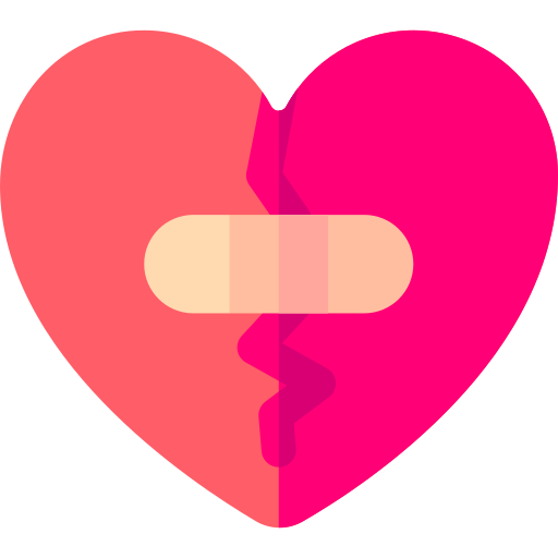 gebroken hart Basic Rounded Flat icoon