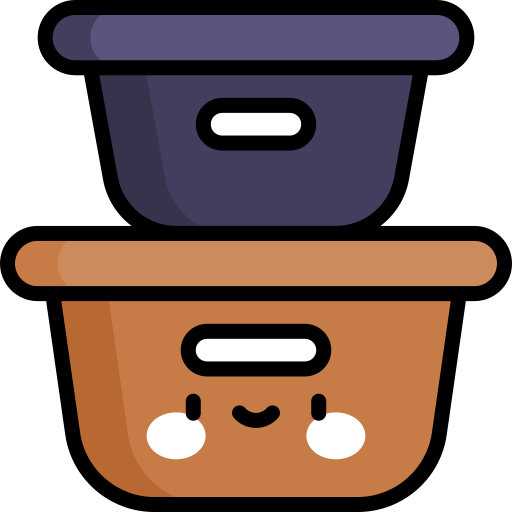 contenedor de comida Kawaii Lineal color icono