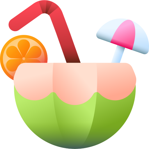 bevanda al cocco 3D Color icona