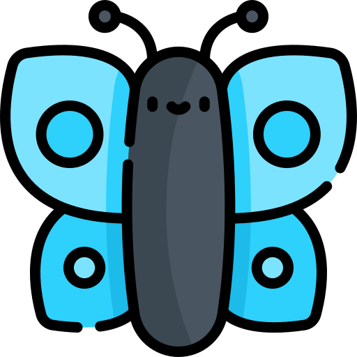mariposa Kawaii Lineal color icono