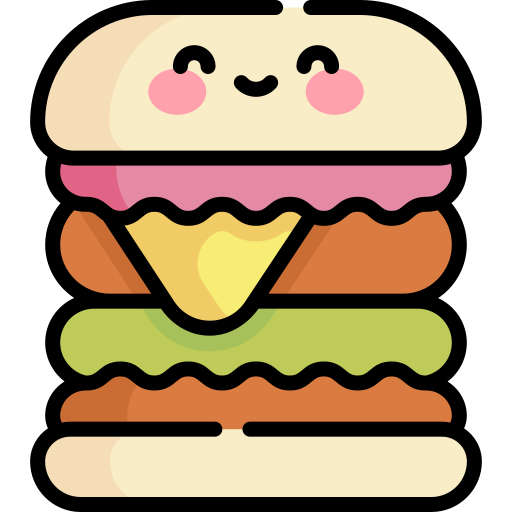 double burger Kawaii Lineal color Icône