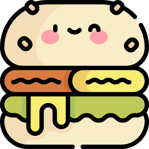 hamburger Kawaii Lineal color icoon