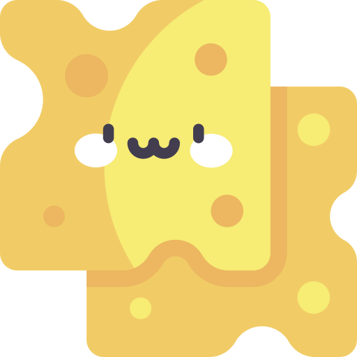 fetta di formaggio Kawaii Flat icona