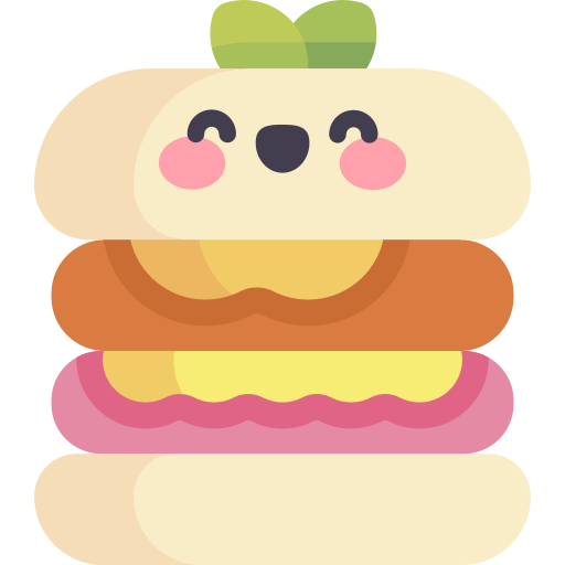 hamburguesa Kawaii Flat icono