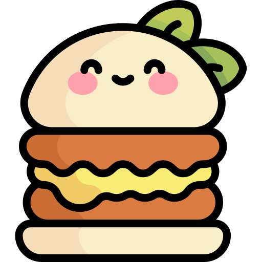 veganistische hamburger Kawaii Lineal color icoon