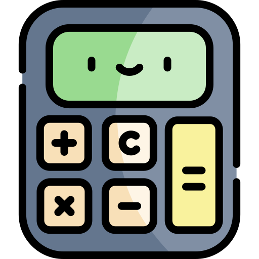 Calculator Kawaii Lineal color icon
