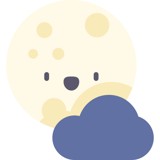 luna piena Kawaii Flat icona