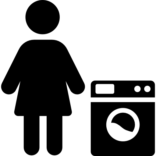 huisvrouw en wasmachine  icoon