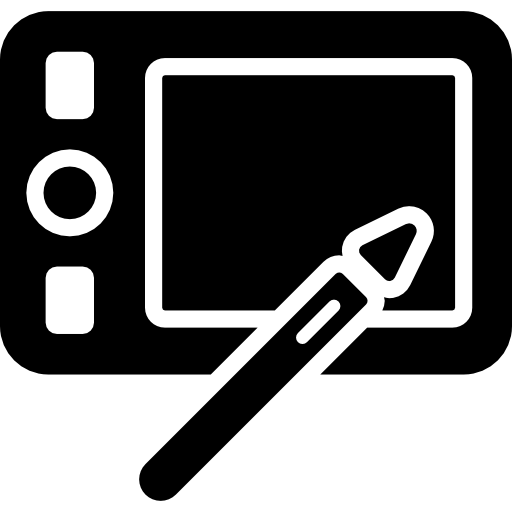 tableta horizontal con lápiz  icono