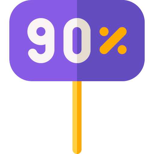 90 por ciento Basic Rounded Flat icono