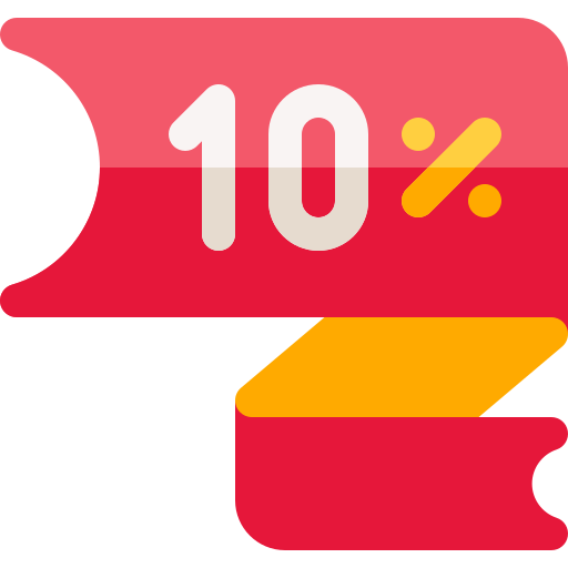 10 procent Basic Rounded Flat icoon