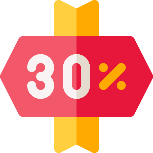 30 procent Basic Rounded Flat icoon