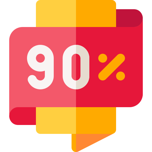 90 por ciento Basic Rounded Flat icono