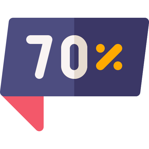 70 por ciento Basic Rounded Flat icono
