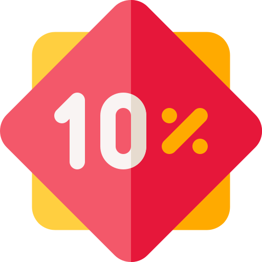 10 procent Basic Rounded Flat icoon