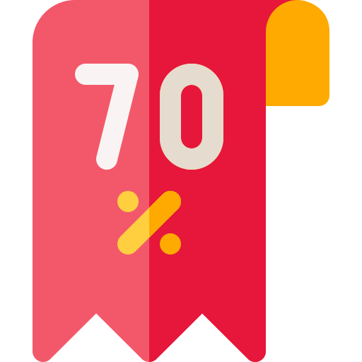 70 procent Basic Rounded Flat icoon