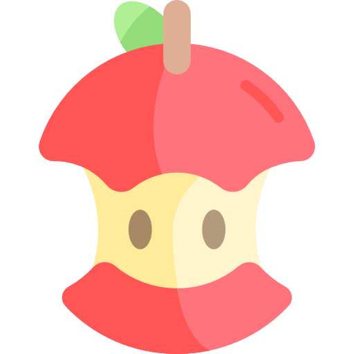 Надкушенное яблоко Kawaii Flat иконка