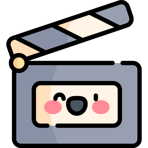 Clapperboard Kawaii Lineal color icon
