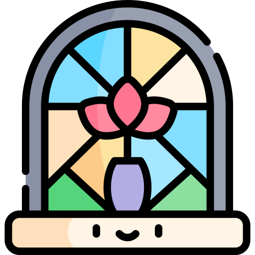 Stained glass window Kawaii Lineal color icon