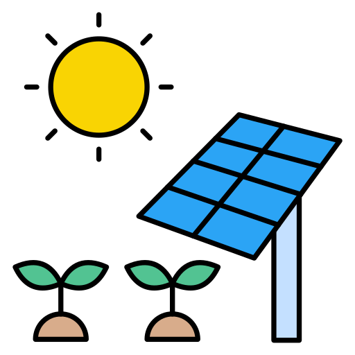 energia słoneczna Vector Stall Lineal Color ikona