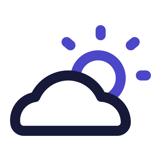 Sun cloud Generic Outline Color icon