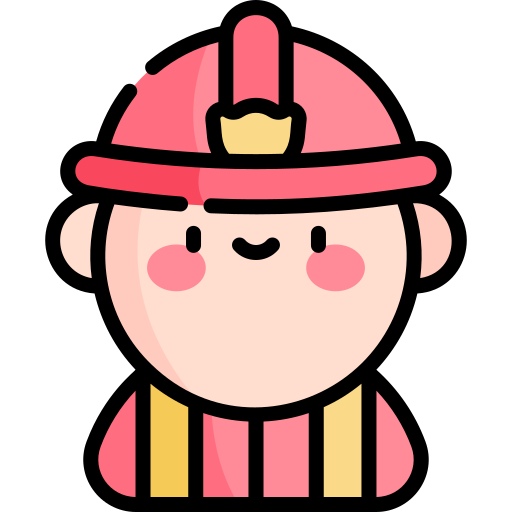 bombero Kawaii Lineal color icono