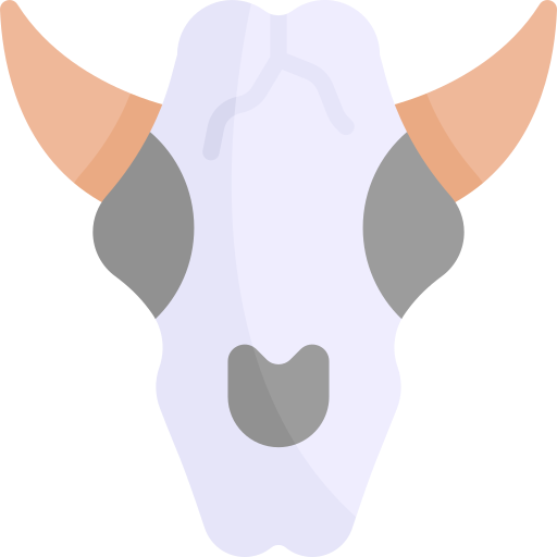 czaszka byka Kawaii Flat ikona