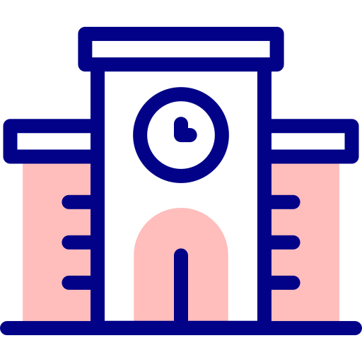 도서관 Detailed Mixed Lineal color icon