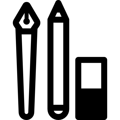 pióro ołówek i gumka  ikona