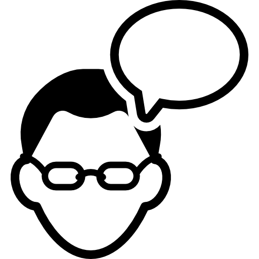usuario con mensaje de gafas  icono