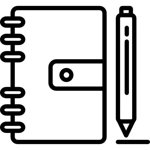 gesloten notitieboekje en pen  icoon