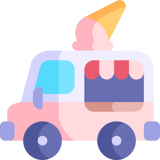 camion de helados Kawaii Flat icono