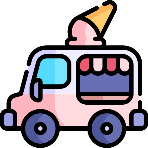 Ice cream truck Kawaii Lineal color icon