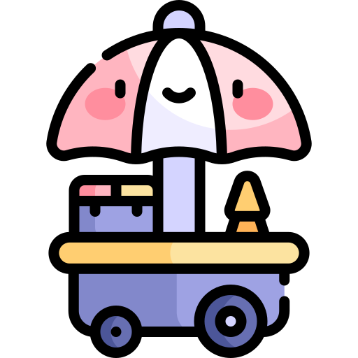 carrito de helados Kawaii Lineal color icono