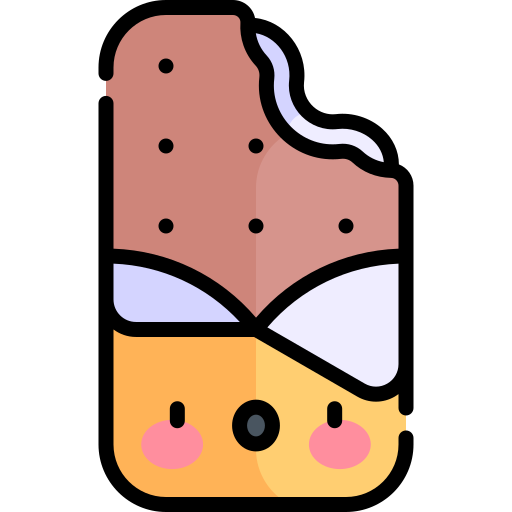 Ice cream sandwich Kawaii Lineal color icon