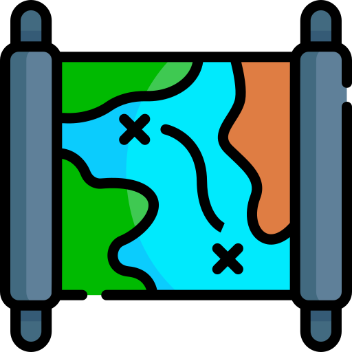 mapa Kawaii Lineal color icono