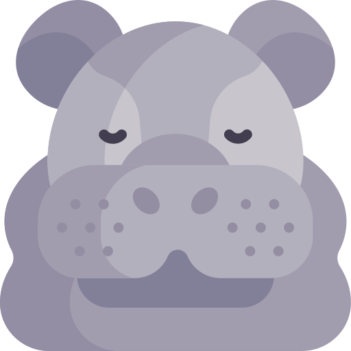 hippopotame Kawaii Flat Icône