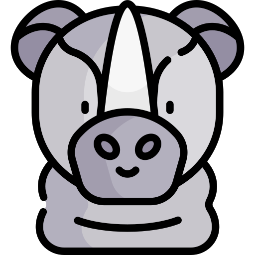 rinoceronte Kawaii Lineal color icono